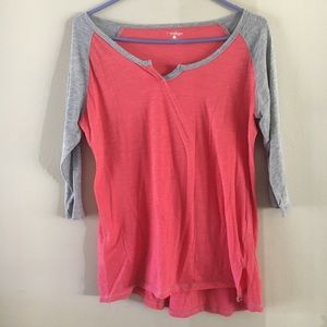 Pink and Grey 3/4 sleeve T-shirt large